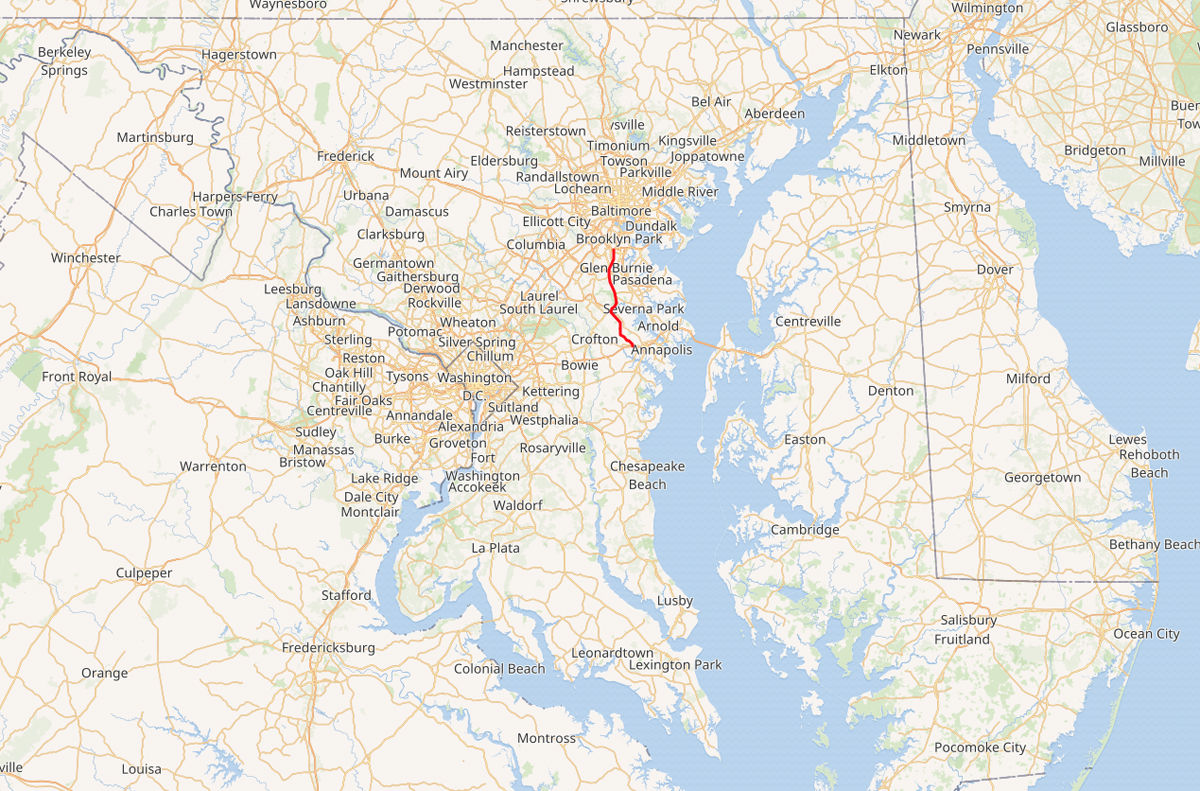 10. Interstate 97, 18 miles, 0.79 fatalities per mile